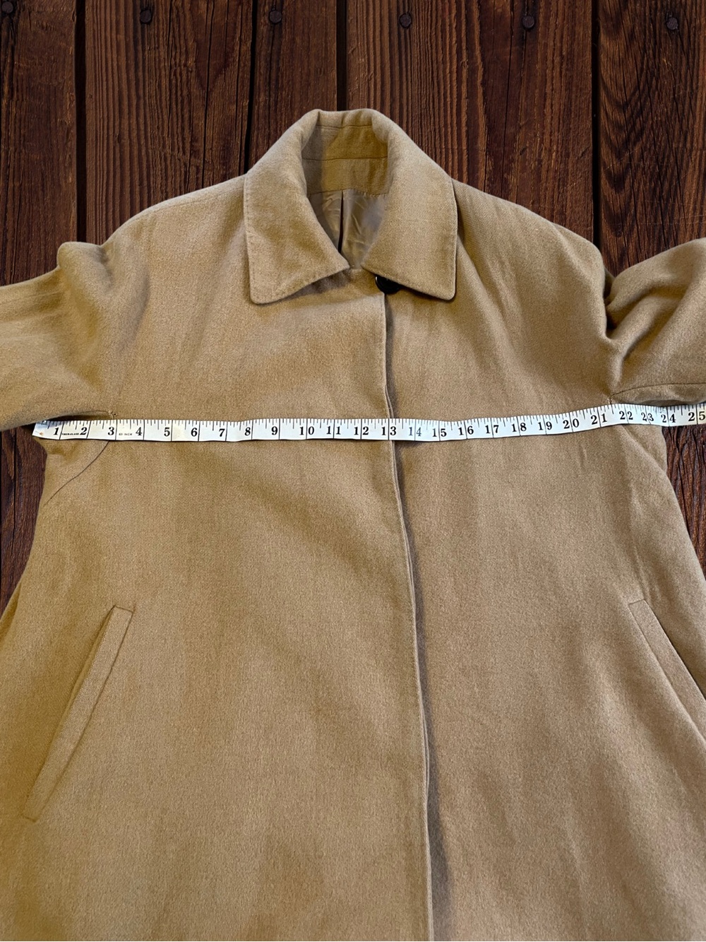 FLEURETTE Vintage 90s 100% Camel Hair Coat Jacket USA Union Tan Sz 12 Mid Length - Picture 10 of 16